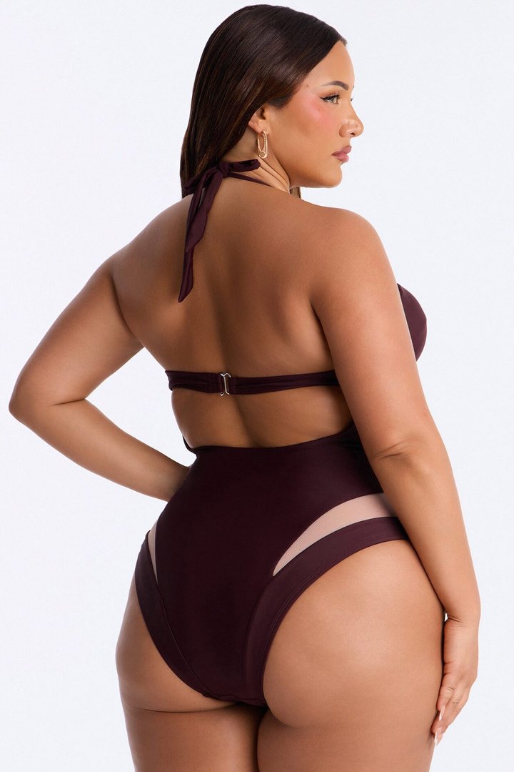Megan Cutout 1 Piece Swimsuit - Chocolate