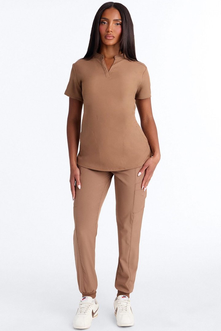 Pulse Pro 4 Way Stretch 5 Pocket Cargo Jogger Scrub Bottoms - Mocha