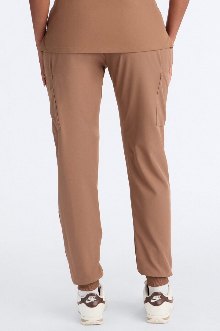 Pulse Pro 4 Way Stretch 5 Pocket Cargo Jogger Scrub Bottoms - Mocha