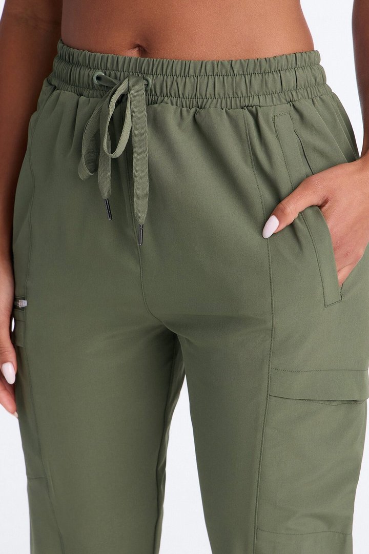 First Call 4 Way Stretch 7 Pocket Cargo Jogger Scrub Bottoms - Olive