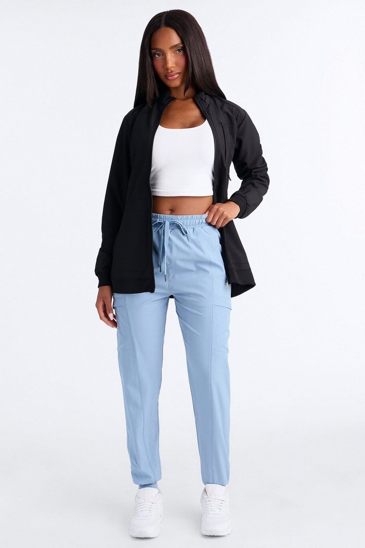 First Call 4 Way Stretch 7 Pocket Cargo Jogger Scrub Bottoms - Dusty Blue