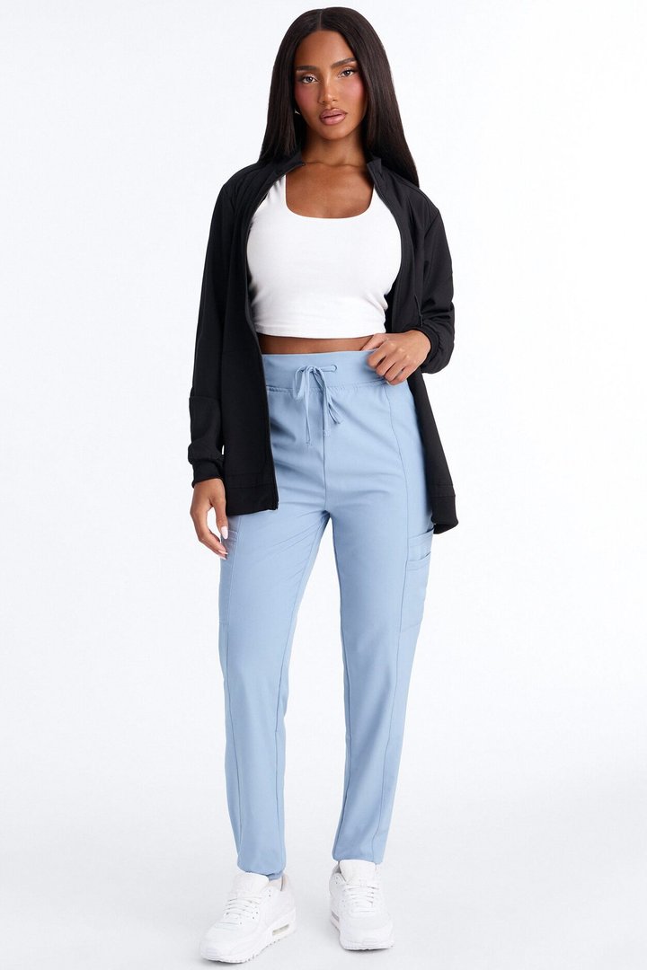 Pulse Pro 4 Way Stretch 5 Pocket Cargo Jogger Scrub Bottoms - Dusty Blue