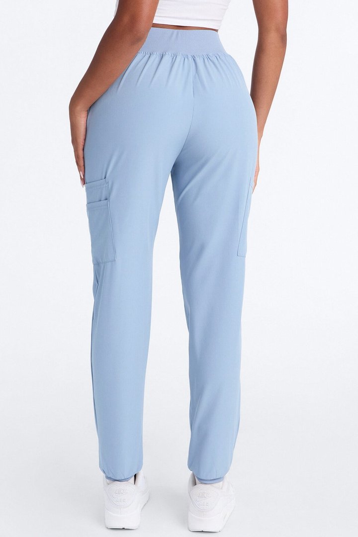 Pulse Pro 4 Way Stretch 5 Pocket Cargo Jogger Scrub Bottoms - Dusty Blue