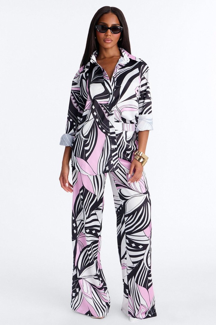 Bianca Satin Pant Set - Black/combo