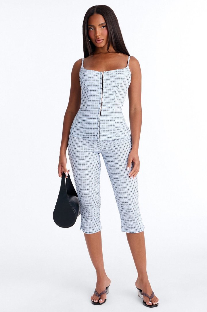 Priscilla Textured Capri Legging - Blue