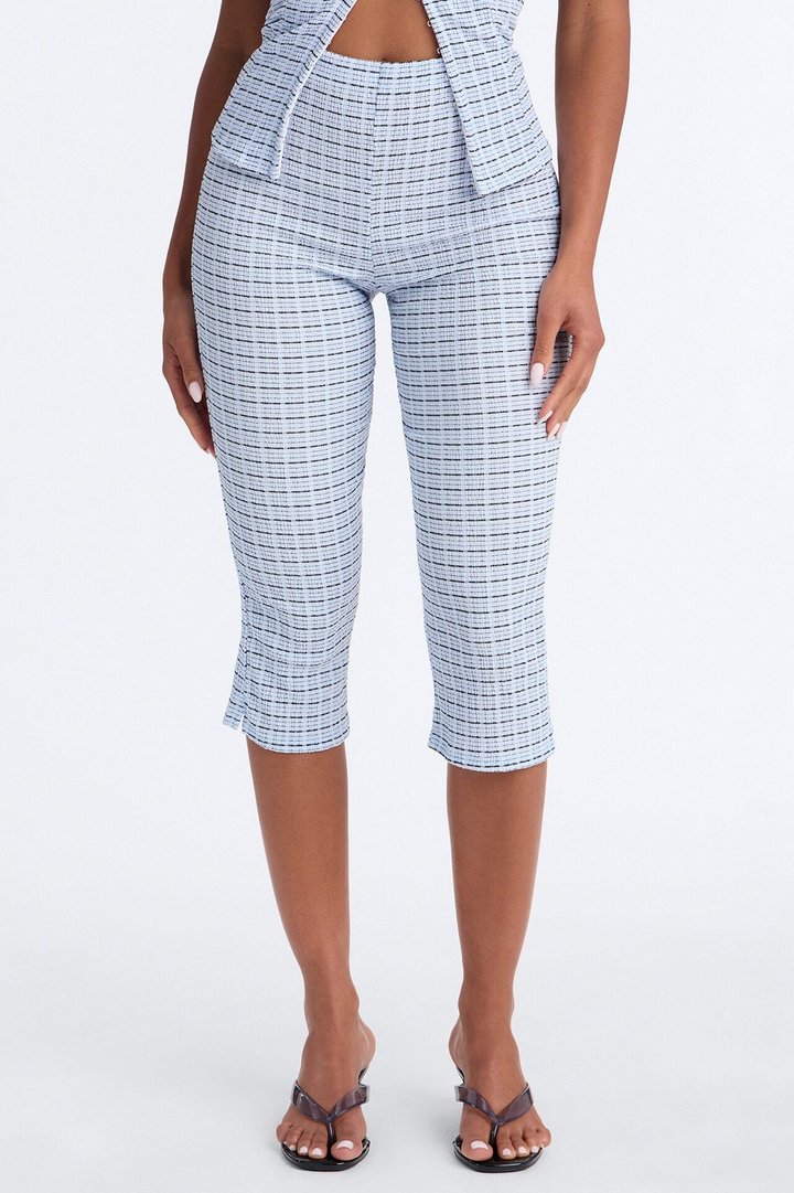 Priscilla Textured Capri Legging - Blue