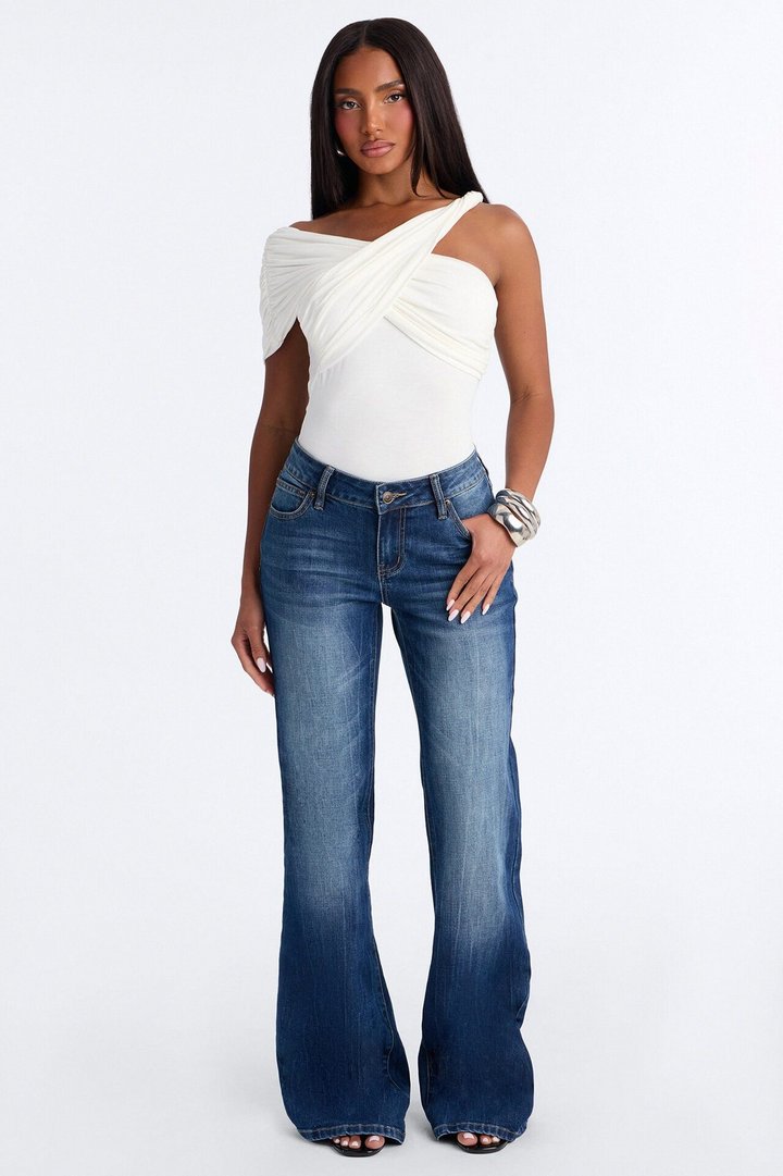 Gia Off Shoulder Twist Ruched Bodysuit - Ivory