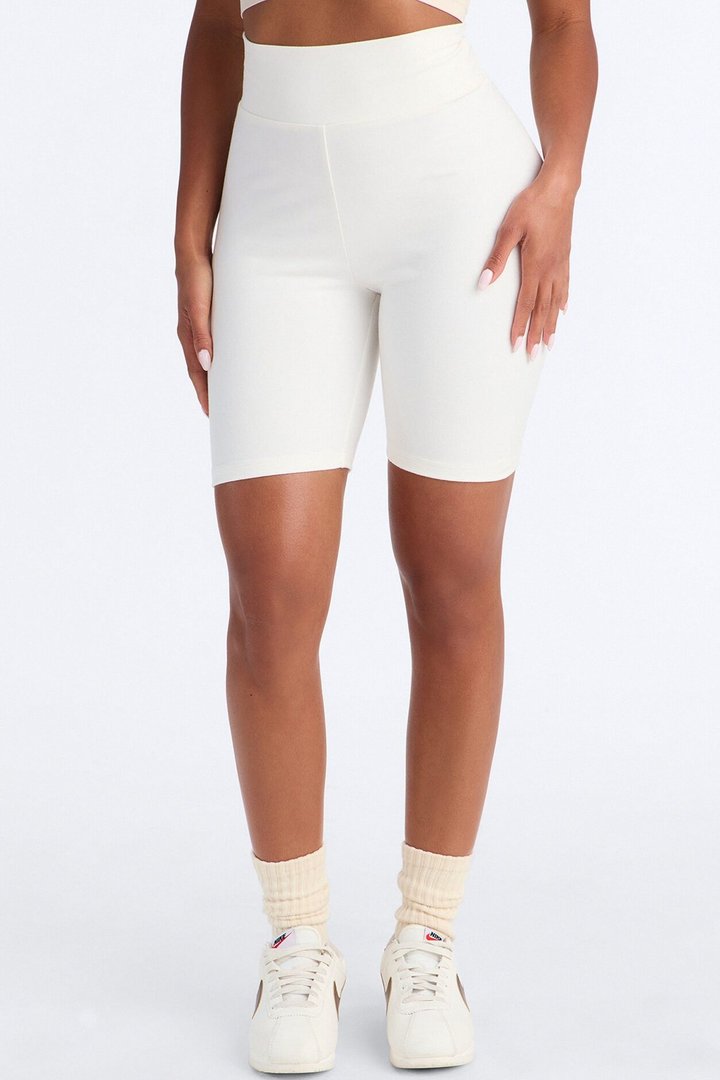 Quinn High Rise Everyday Cotton Biker Short 7″ - White