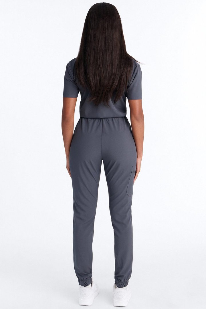 Prime Care Belted Uniform Scrub Jumpsuit - Charcoal