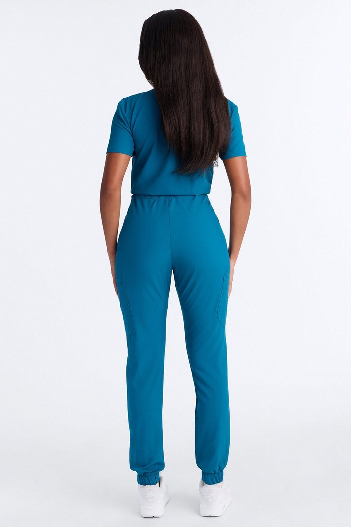 Standard Procedure Zip Up Jogger Uniform Scrub Jumpsuit - Blue