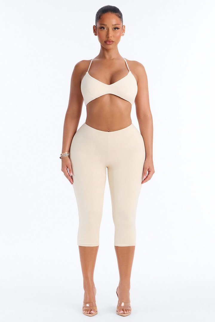 Second Skin Scoop Neck Spaghetti Strap Bra Top - Bone