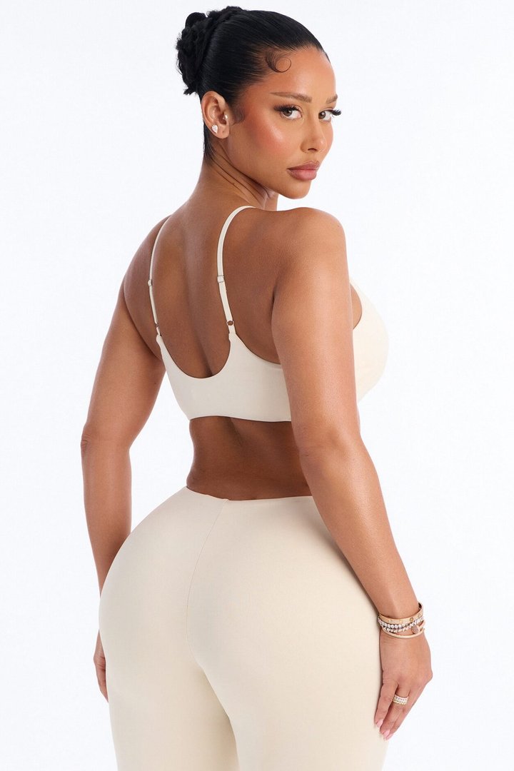 Second Skin Scoop Neck Spaghetti Strap Bra Top - Bone