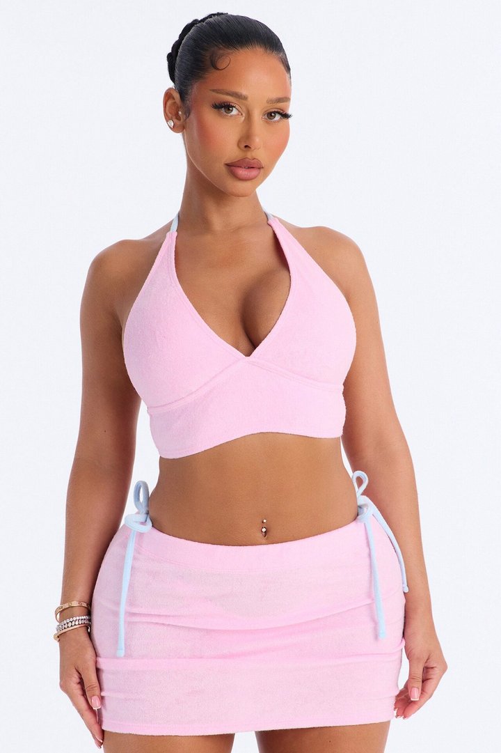 What You Know Bikini And Coverup Skirt - Light Pink