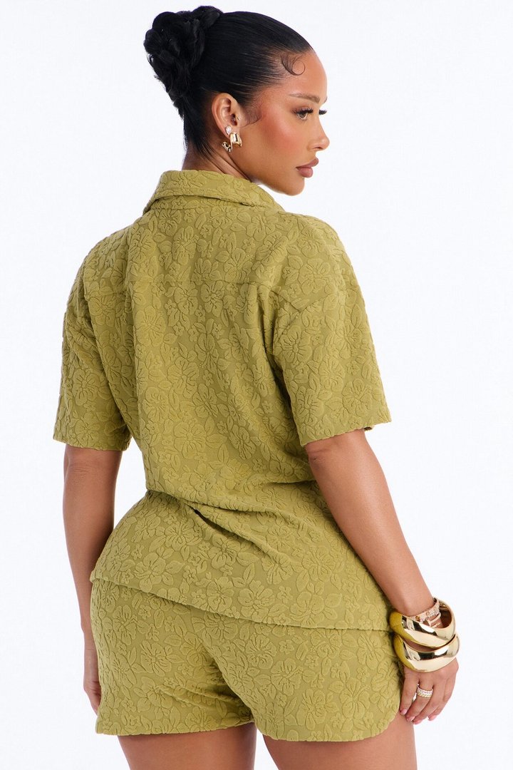 Your One And Only Bikini And Coverup Short Set - Olive