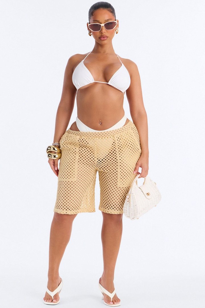 Paradise Sun Cover Up Bermuda Shorts - Beige
