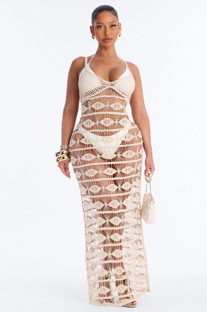 Brielle Crochet Cover Up Maxi Dress - Cream