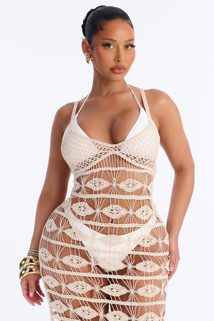 Brielle Crochet Cover Up Maxi Dress - Cream