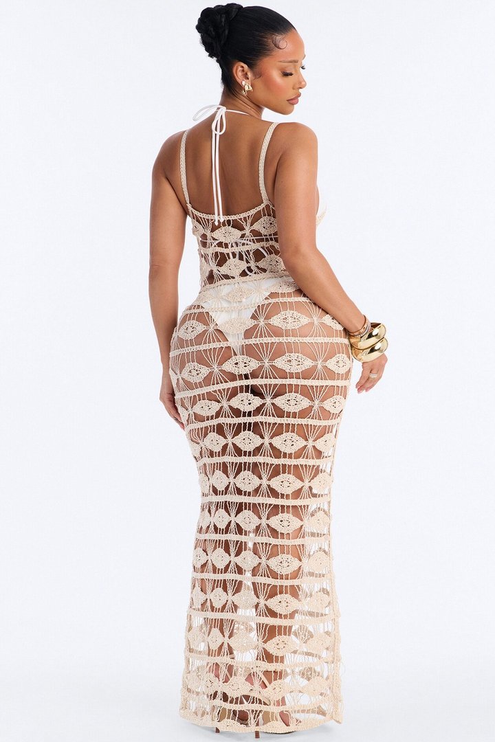 Brielle Crochet Cover Up Maxi Dress - Cream