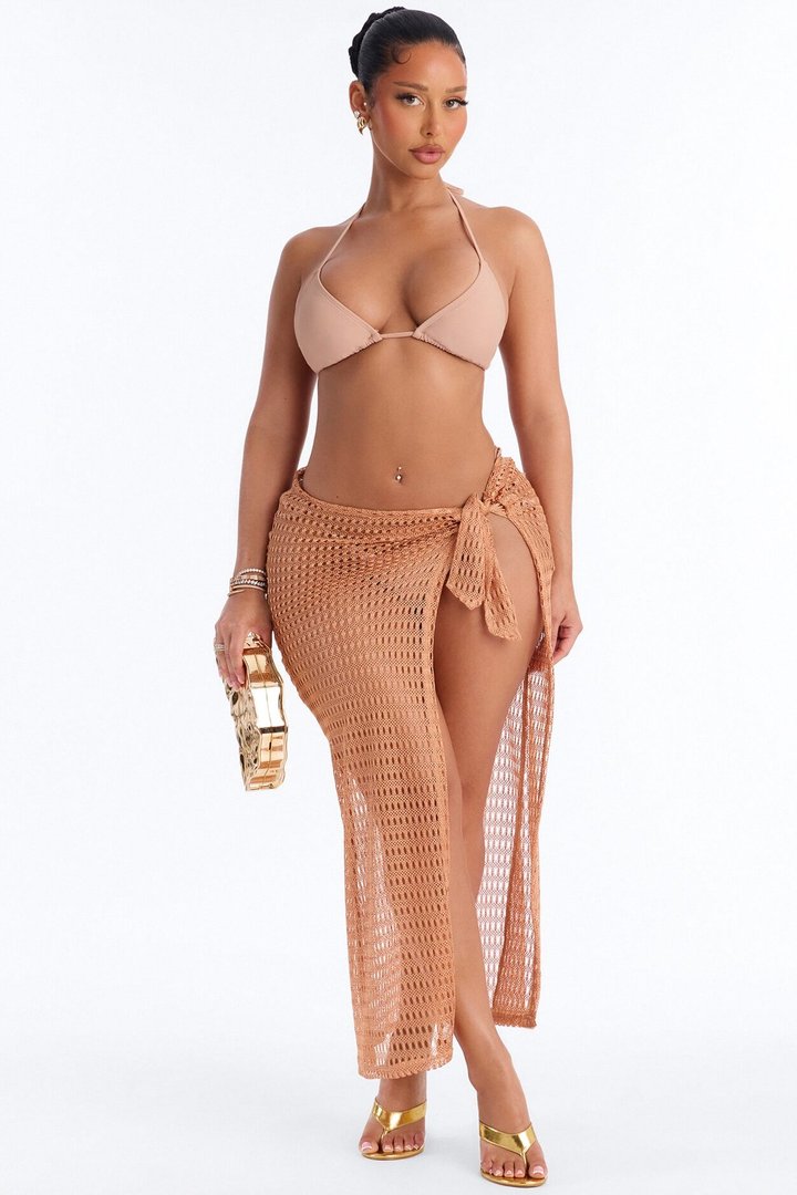 Sunny Shores Metallic Side Tie Cover Up Sarong - Bronze