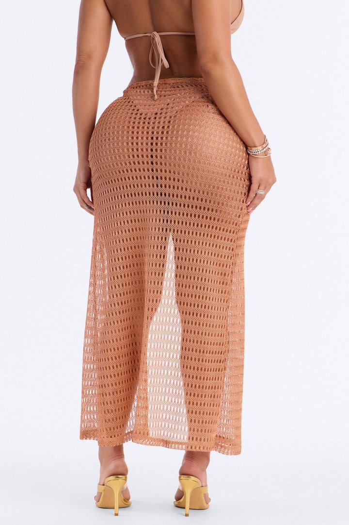 Sunny Shores Metallic Side Tie Cover Up Sarong - Bronze