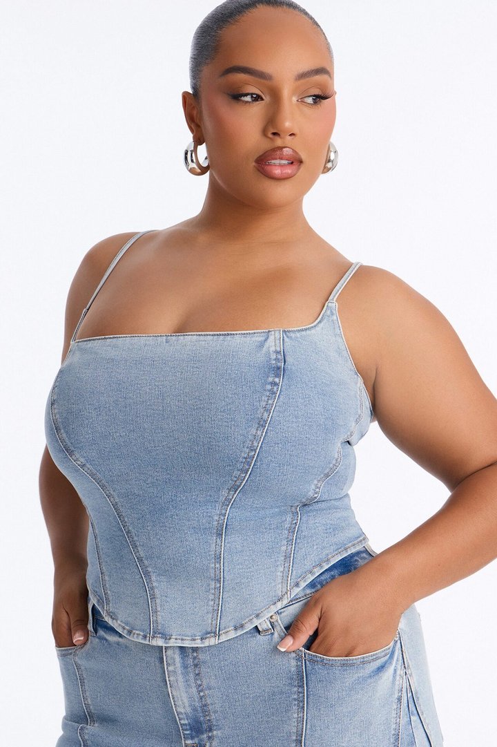 Metro Muse Denim Pant Set - Light Wash