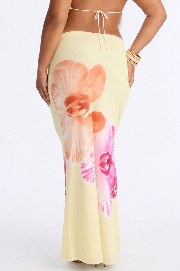 Isla Floral Mesh Maxi Skirt - Yellow/combo