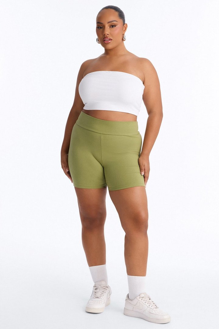 Quinn Mid Rise Everyday Cotton Biker Short 5″ - Moss