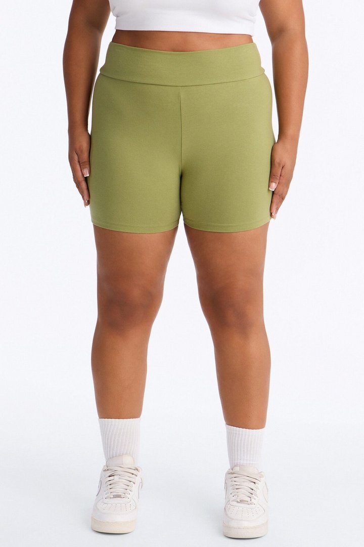 Quinn Mid Rise Everyday Cotton Biker Short 5″ - Moss