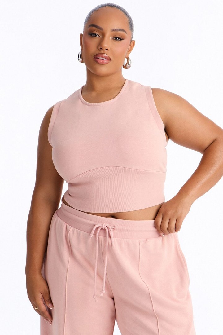 Eased Effort Sleeveless Pant Set - Light Pink