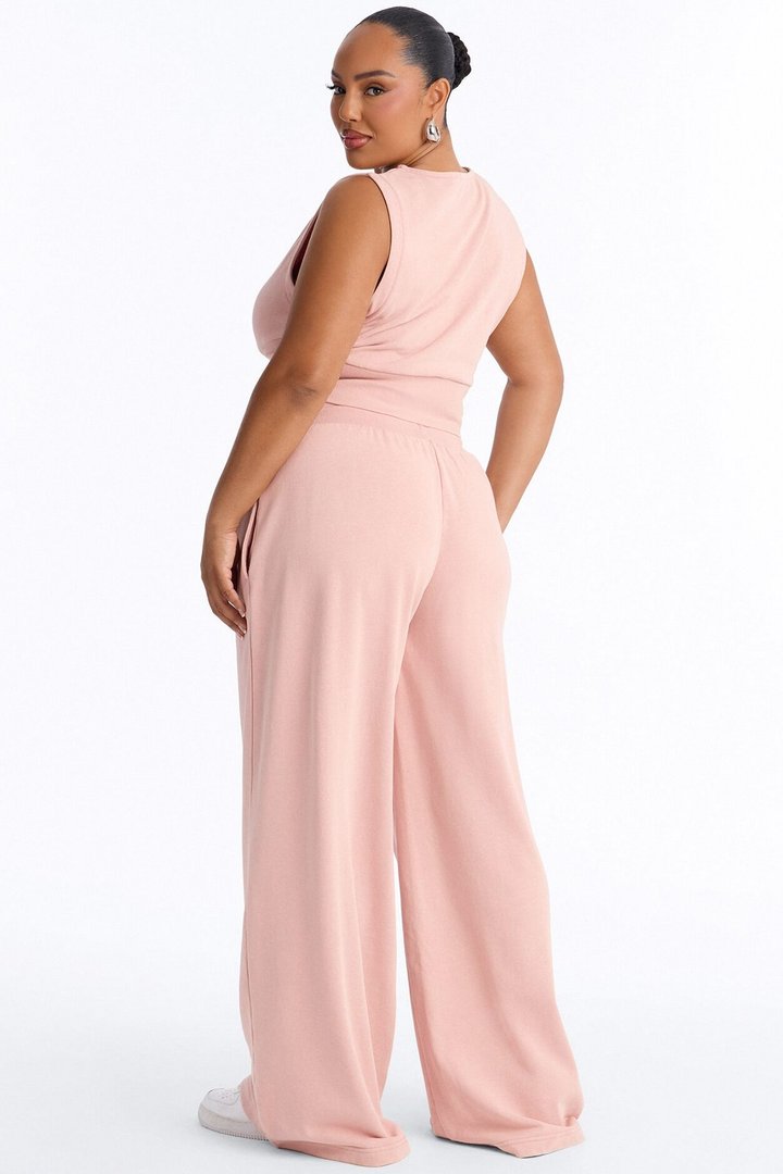 Eased Effort Sleeveless Pant Set - Light Pink