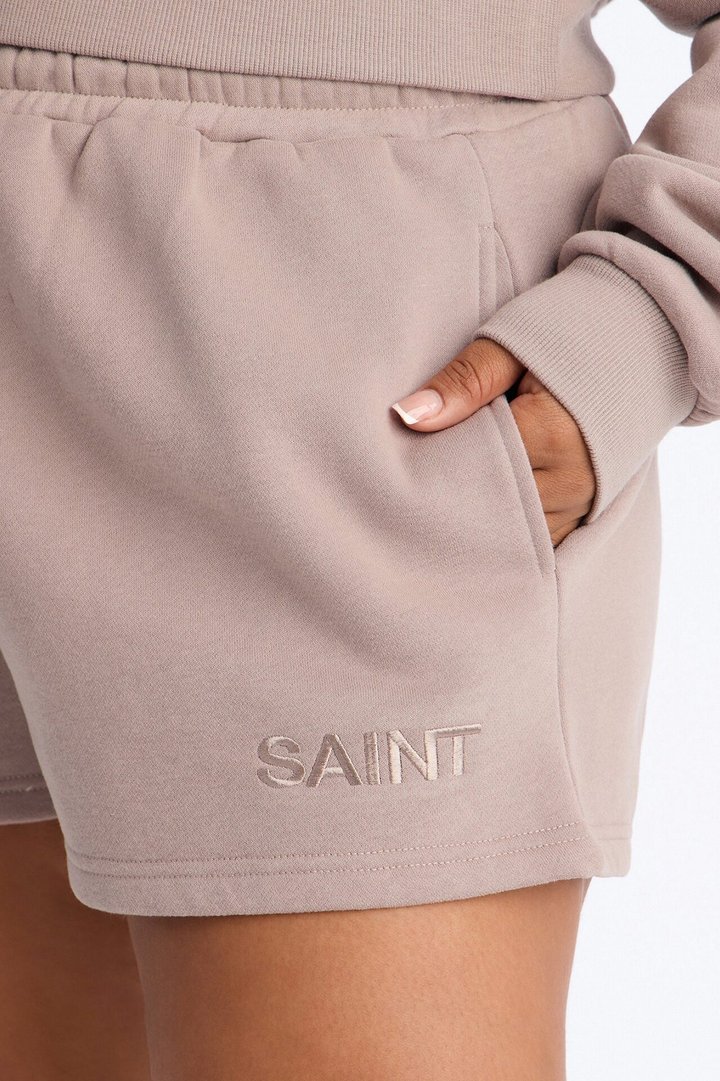 She's A Saint Cropped Fleece Pant Set - Stone