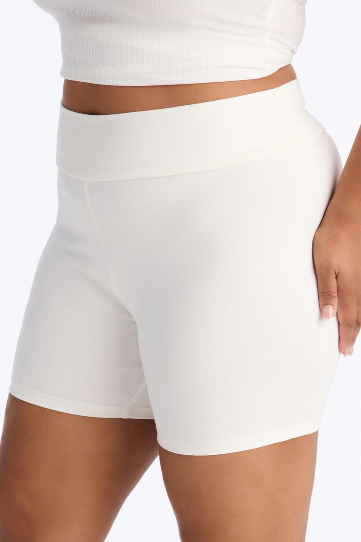 Quinn Mid Rise Everyday Cotton Biker Short 5″ - White