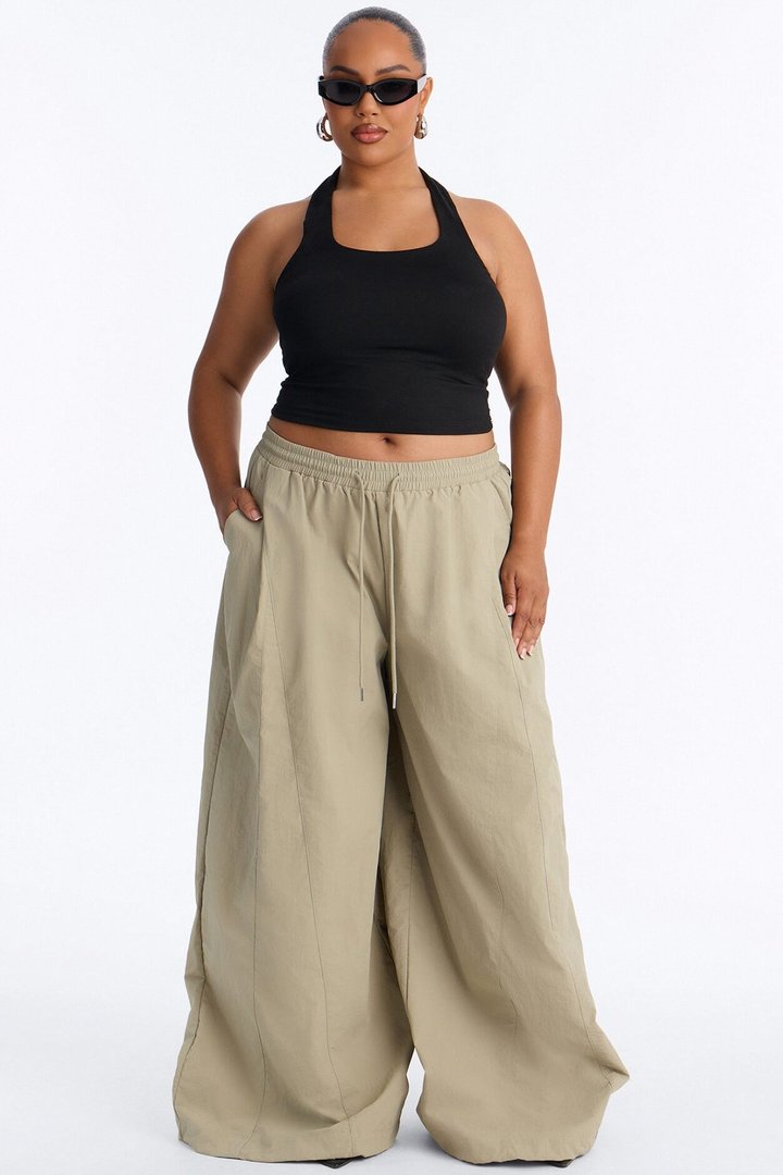 Static Energy Super Wide Leg Windbreaker Pant 33″ - Sage