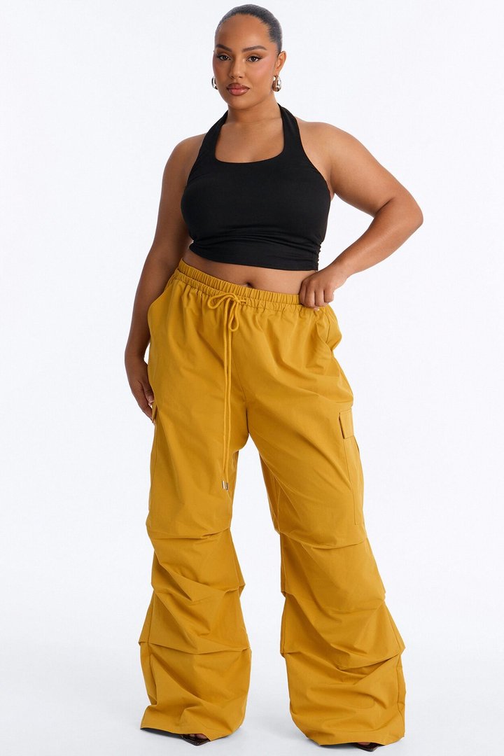 Samara Windbreaker Stacked Wide Leg Pant - Mustard
