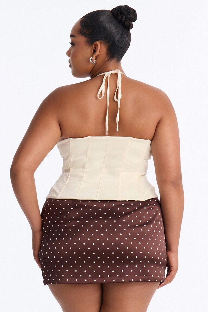Elena Satin Halter Top - Cream
