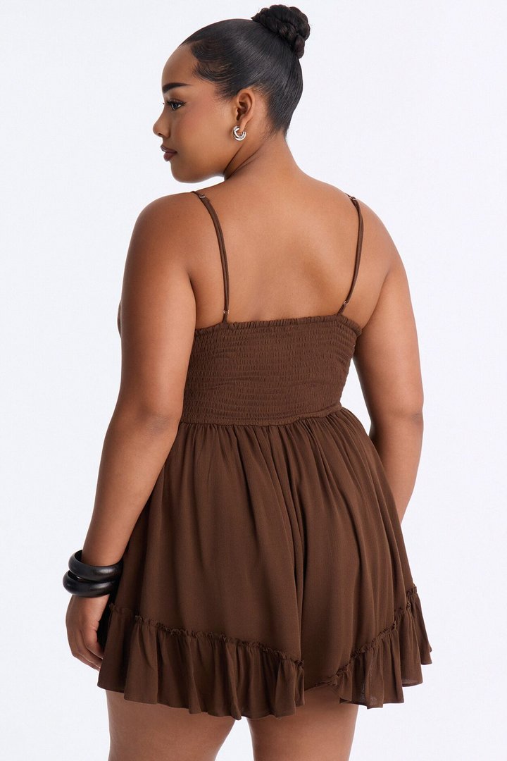 Bells And Whistles Spaghetti Strap Romper - Chocolate