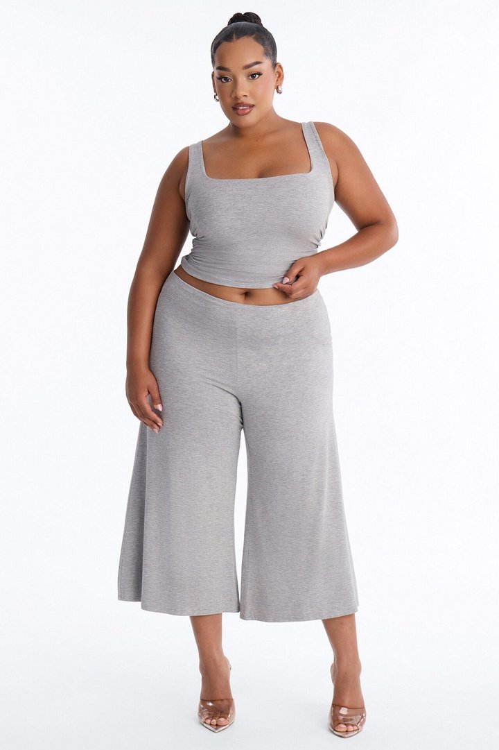 Cool Girl Gaucho Pant Set - Heather Grey