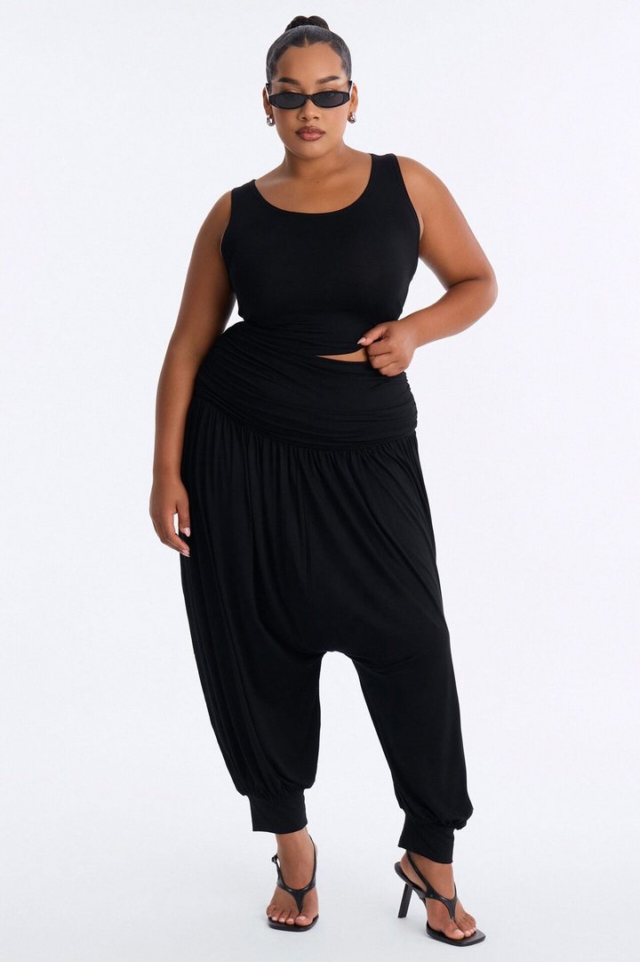 Moonchild Cropped Balloon Pant Set - Black