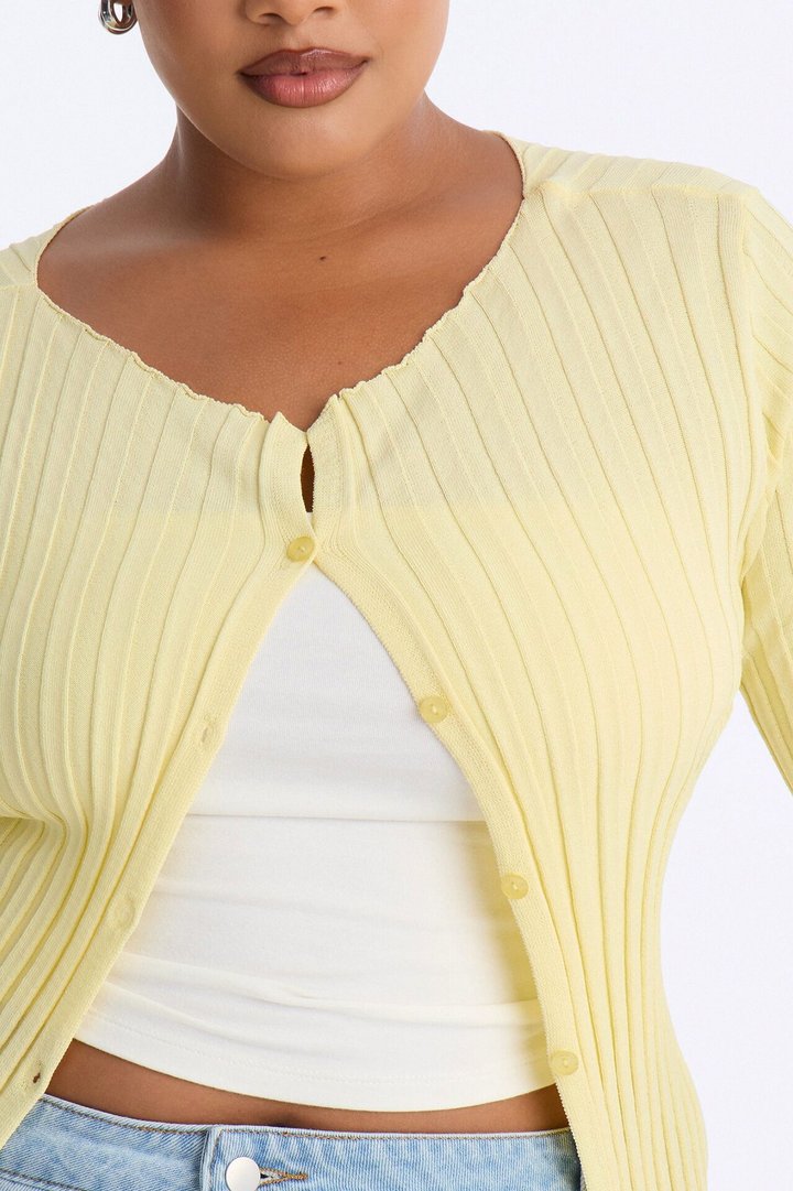 Kenny Short Sleeve Sweater Top - Butter Yellow