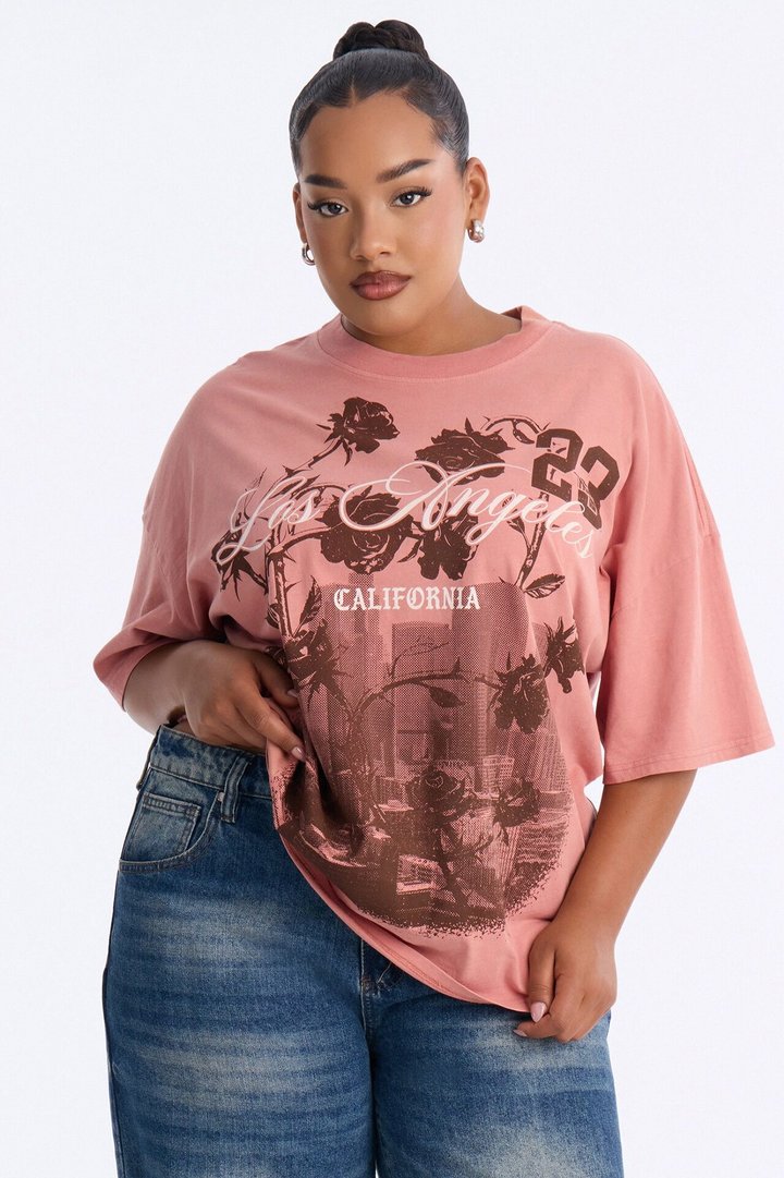 Los Angeles Rose's Washed T-Shirt - Blush