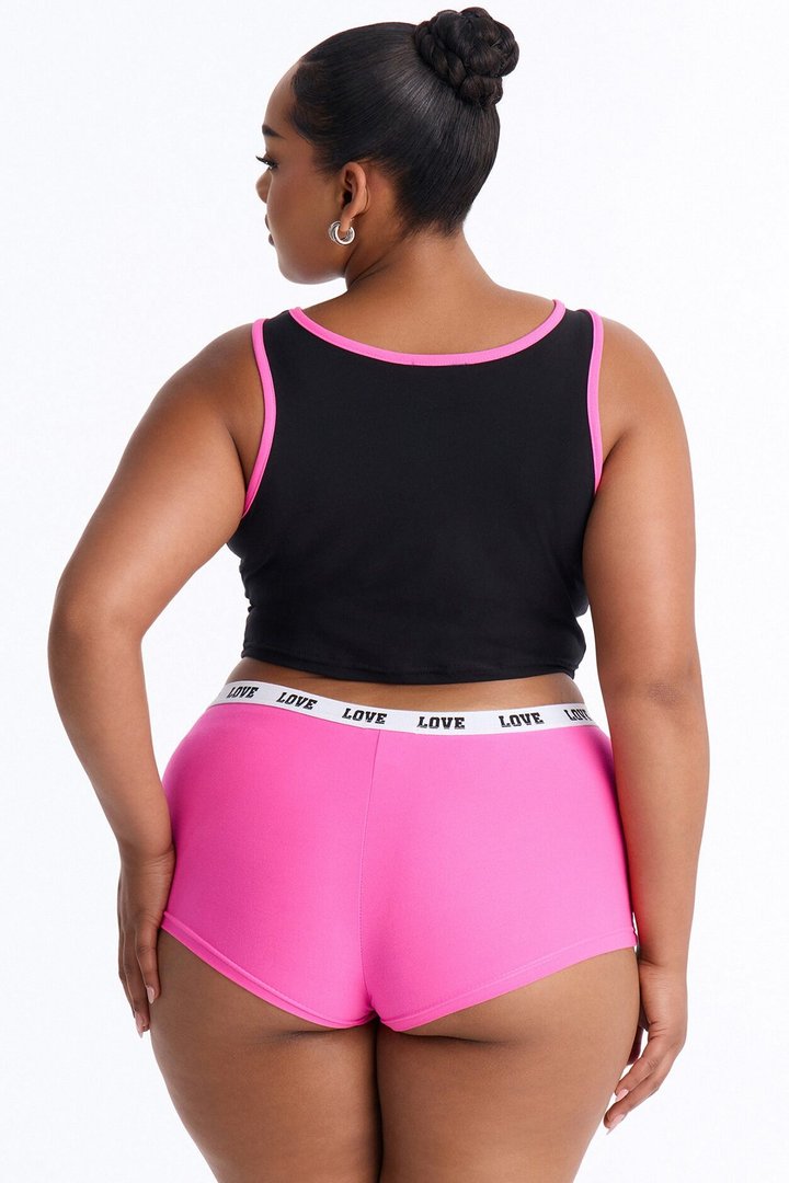 Wifey 2pc Boyshort PJ Set - Black/combo