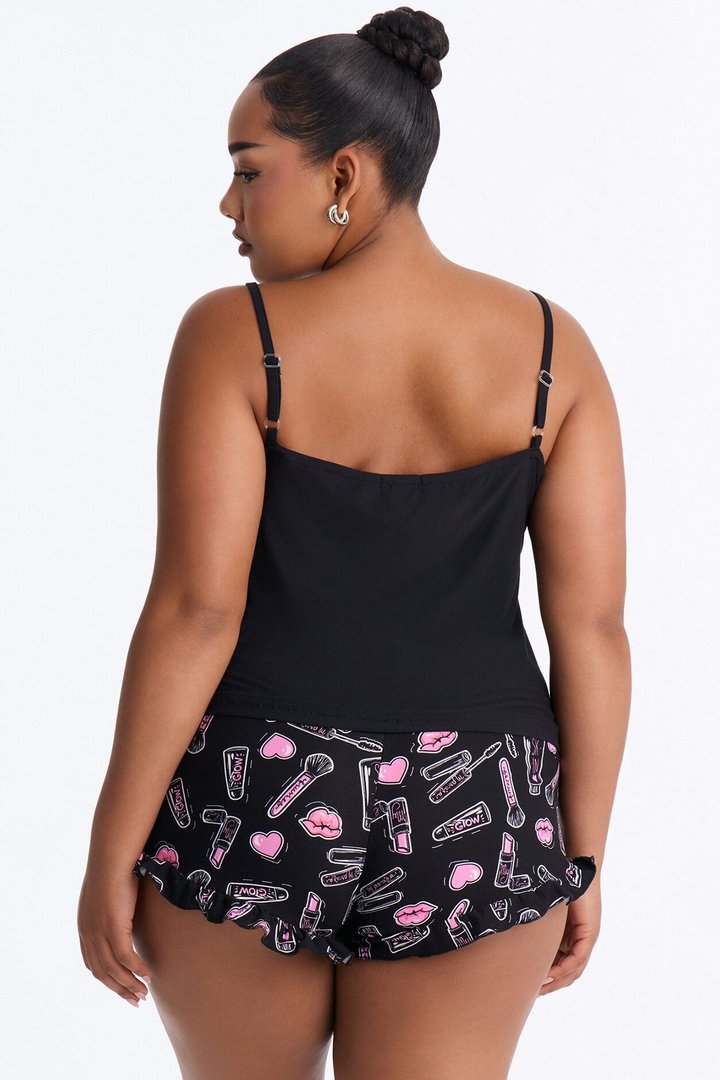 All Sugar No Daddy 2pc PJ Short Set - Black