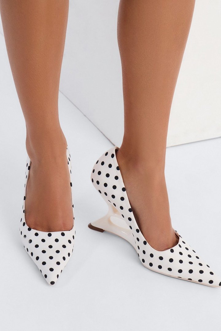 Dulce Novelty Wedge Pumps - White/combo
