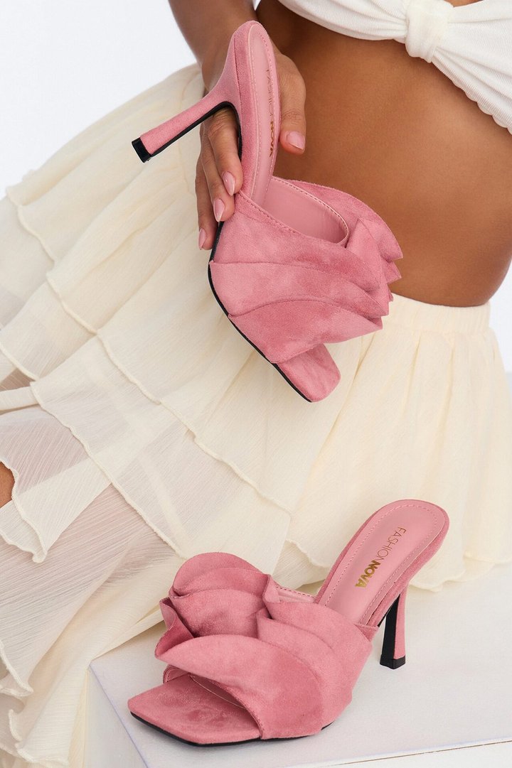 Lanita Ruffle Stiletto Heels - Blush