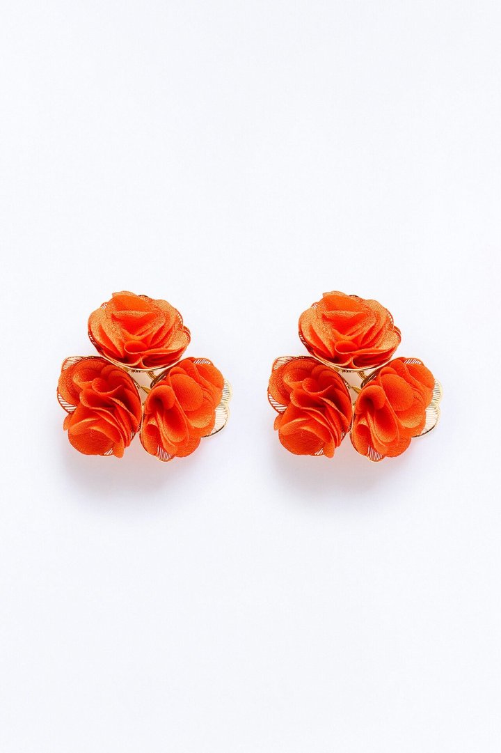 Burst Of Love Floral Earrings - Orange