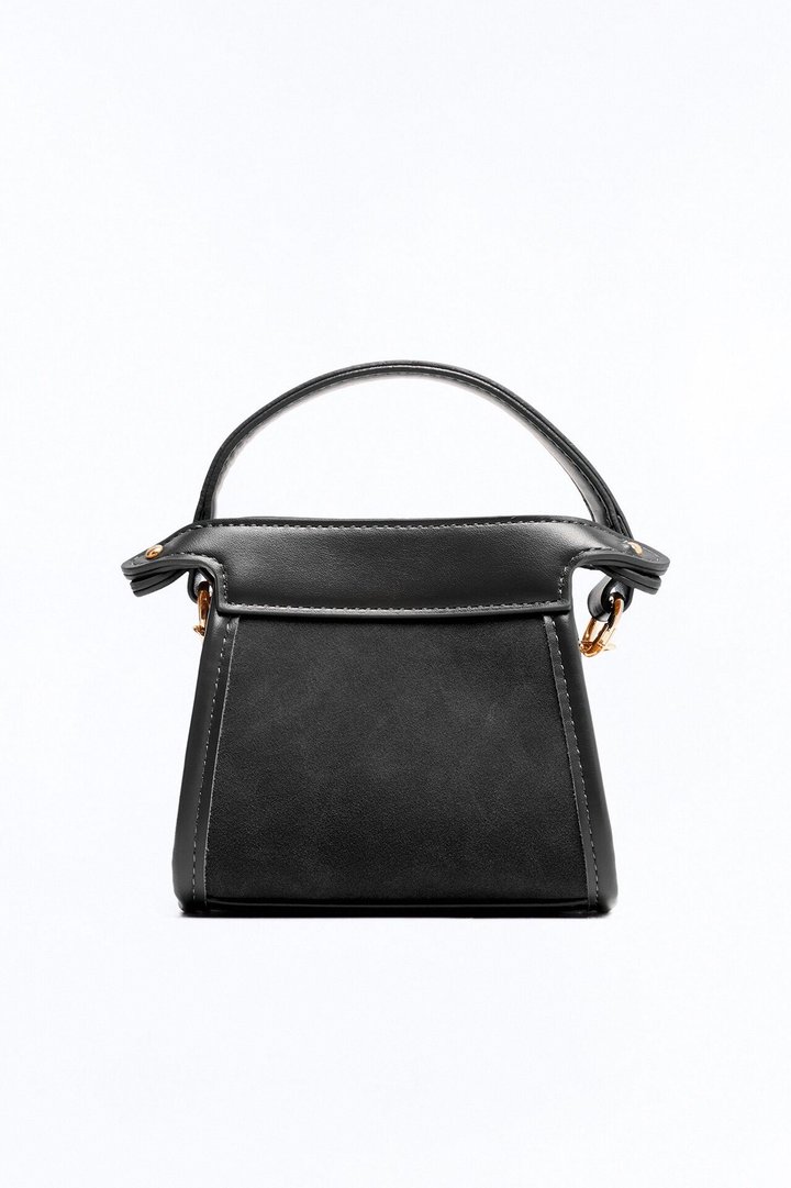 Fun Size Mini Faux Leather Crossbody Bag - Black