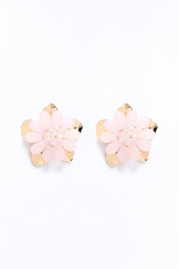 Luminous Seduction Stud Earrings - Gold/Pink