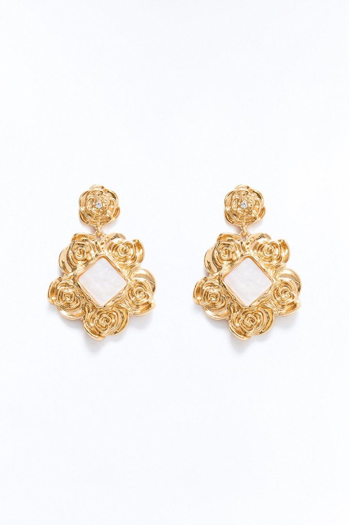 Glided Hardware Drop Earrings - Gold