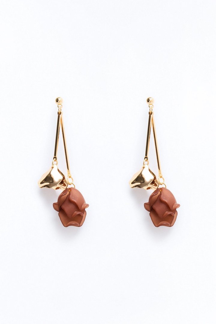 All Mine Floral Drop Earrings - Brown