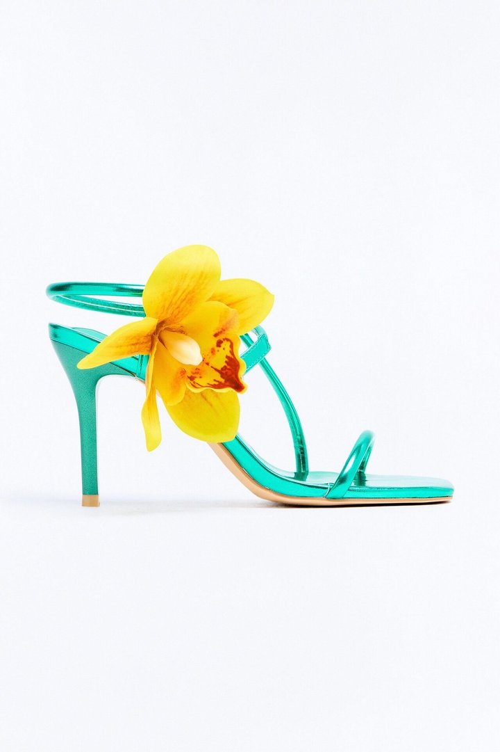Seaside Mood Flower Heels - Turquoise/combo